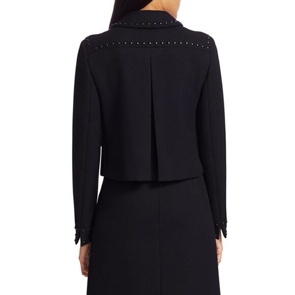 Akris Punto Grommet Cropped Jacket Women 4 Black Wool Studded Blazer Luxury - Picture 12 of 15
